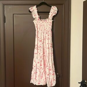 White Hill House Dress with Pink Floral Detail